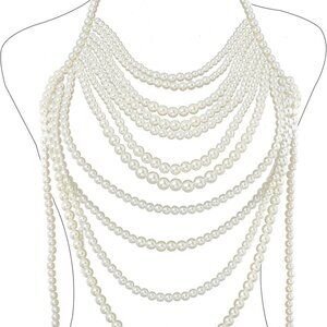 Pearl Body Chain Shoulder Necklace Adjustable Beach Nightclub Party Jewelry